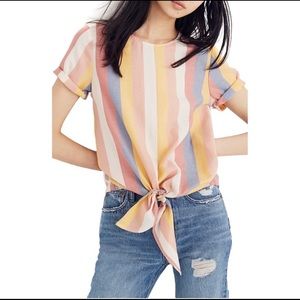 Madewell striped tie front top